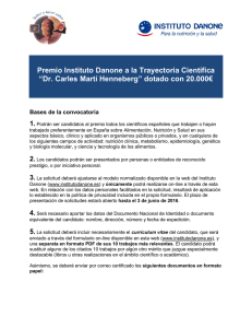 Premio Instituto Danone a la Trayectoria Científica “Dr. Carles Martí