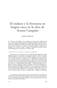 El euskara y la literatura en lengua vasca en la obra de Arturo
