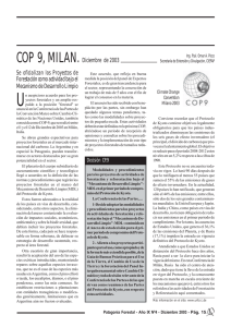 COP 9, MILAN. Diciembre de 2003 Se oficializan los Proyectos de