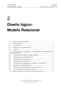 Diseño lógico: Modelo Relacional