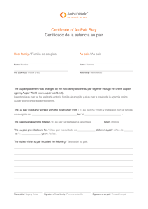 Certificate of Au Pair Stay Certificado de la estancia au pair