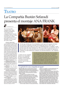 La Compañía Bustán Sefaradí presenta el montaje ANA FRANK