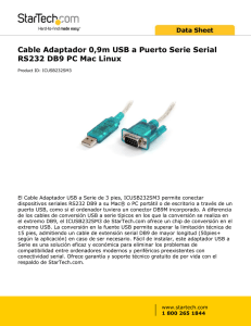 Cable Adaptador 0,9m USB a Puerto Serie Serial