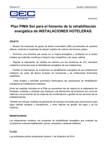 resumen Plan PIMA Sol instalaciones hoteleras