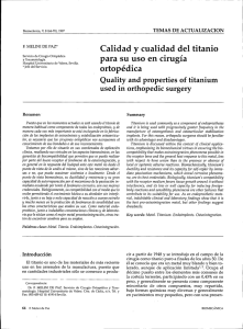 Calidad y cualidad del titanio para su uso en cirugía ortopédica