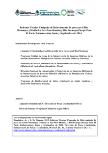 Informe Técnico N° 20. Relevamiento de Peces en el Río Pilcomayo