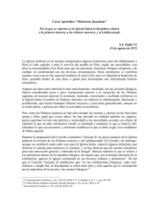 Carta Apostólica "Ministeria Quaedam"