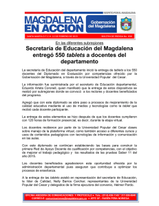Secretaría de Educación del Magdalena entregó 550 tablets a