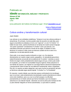 Publicado en: Cultura andina y transformación cultural