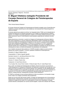 D. Miguel Villafaina reelegido Presidente del Consejo General de