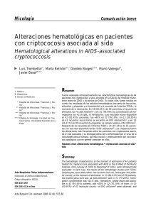 Alteraciones hematológicas en pacientes con criptococosis