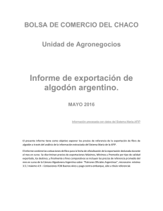 Informe de exportación de algodón argentino.