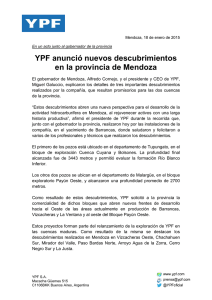 YPF anunció nuevos descubrimientos en la provincia de Mendoza