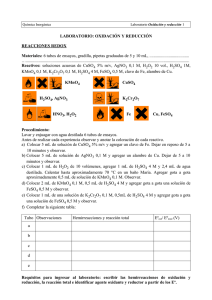 Laboratorio Oxidación y reducción