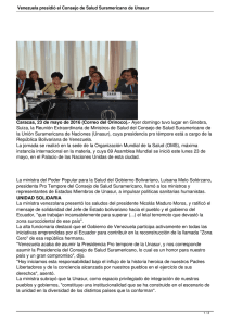 Venezuela presidió el Consejo de Salud Suramericano de Unasur
