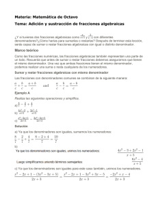 Adición y sustracción de fracciones algebraicas