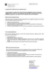 Inscripción de la defunción de un ciudadano suizo Los documentos