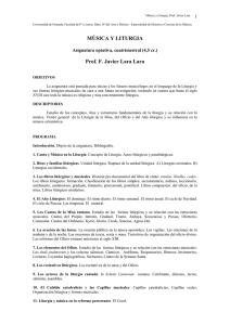 MÚSICA Y LITURGIA Prof. F. Javier Lara Lara