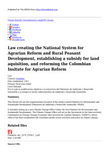 Law creating the National System for Agrarian