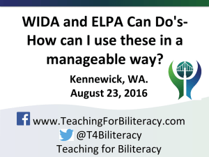 WIDA and ELPA Can Do`s- How can I use these in a manageable