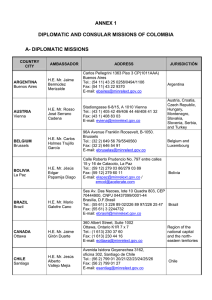 annex 1 diplomatic and consular missions of colombia a