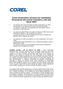 Corel Corporation anuncia los resultados financieros del cuarto