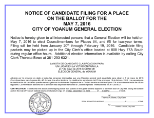 notice of candidate filing for a place on the ballot for the