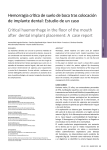 Hemorragia crítica de suelo de boca tras colocación de implante