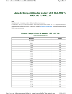 Lista de Compatibilidades Módem USB 3G/3.75G TL MR3420 / TL