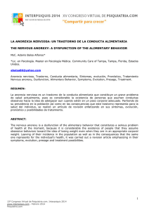 LA ANOREXIA NERVIOSA: UN TRASTORNO DE LA CONDUCTA