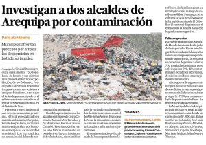 Investigan a dos alcaldes de Arequipa por contaminación