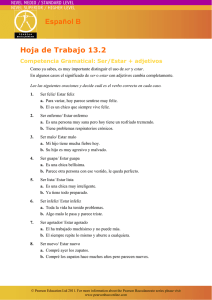 Español B Hoja de Trabajo 13.2 Competencia Gramatical
