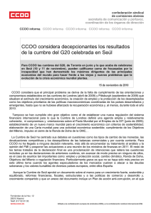15.11.10 CCOO considera depepcionantes los resultados de la