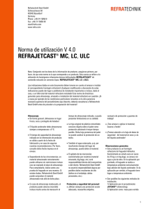 Norma de utilización V 4.0 REFRAJETCAST® MC, LC, ULC