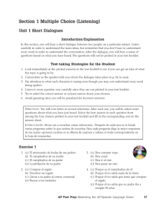 Section 1 Multiple Choice (Listening) Unit 1 Short Dialogues