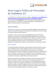 Aviso Legal y Polí tica de Privacidad de Ciudadano 2.0