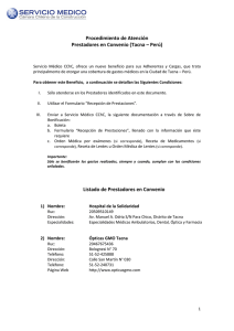 Procedimiento de Atención Prestadores en Convenio (Tacna – Perú