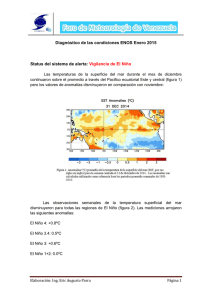 Diagnóstico de las condiciones ENOS Enero 2015 Status del