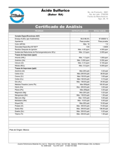 Certificado de Análisis - Avantor Performance Materials