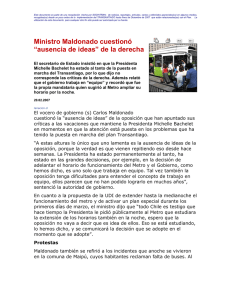 Ministro Maldonado cuestionó “ausencia de ideas” de la derecha