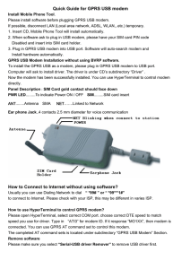 Quick Guide for GPRS USB modem How to Connect to