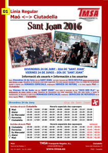 Horaris especials 24 de Juny dia de Sant Joan