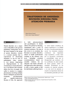 TRASTORNOS DE ANSIEDAD: REVISIÓN DIRIGIDA PARA