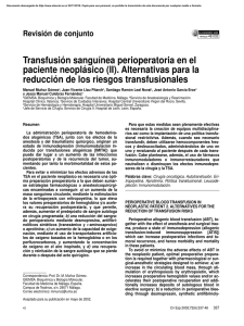Transfusión sanguínea perioperatoria en el paciente
