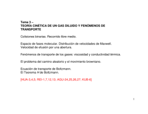 Tema 3 – TEORÍA CINÉTICA DE UN GAS DILUIDO Y FENÓMENOS