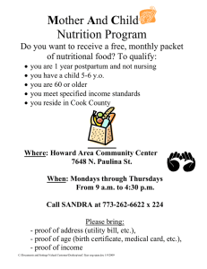 Mother And Child Nutrition Program