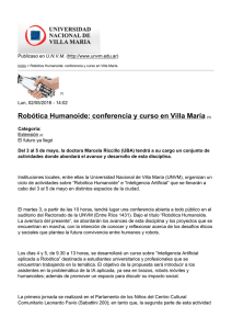 Robótica Humanoide: conferencia y curso en Villa María