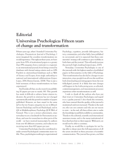 Editorial Universitas Psychologica: Fifteen years of change and