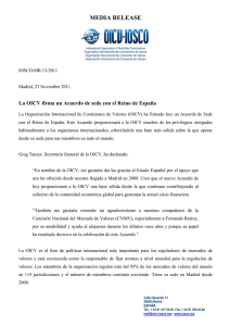 La OICV firma un Acuerdo de sede con el Reino de España