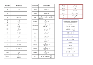 Tabla de derivadas y equivalentes